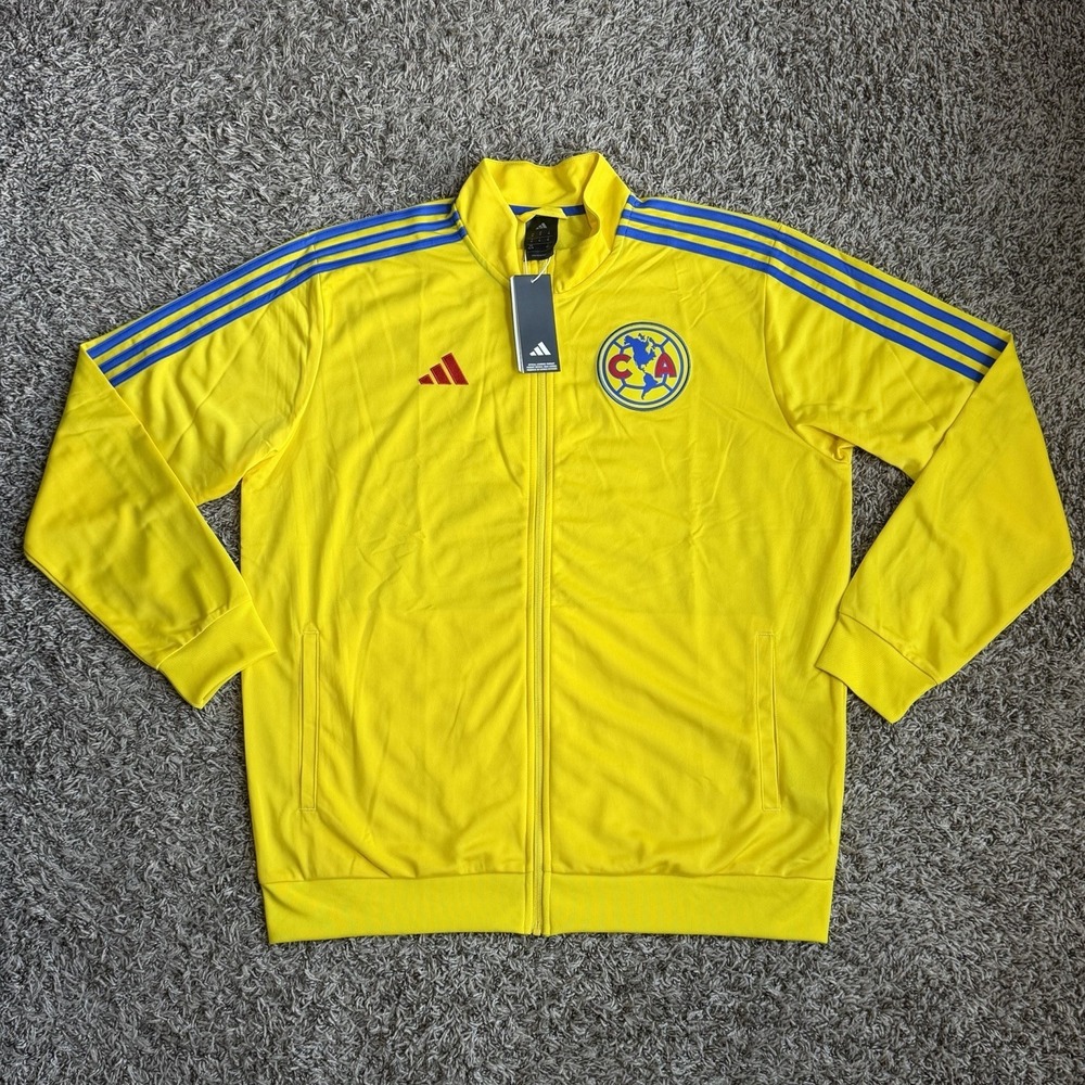 Adidas Club América DNA Men's Size XL Full Zip Track Jacket Yellow KC4421 NEW